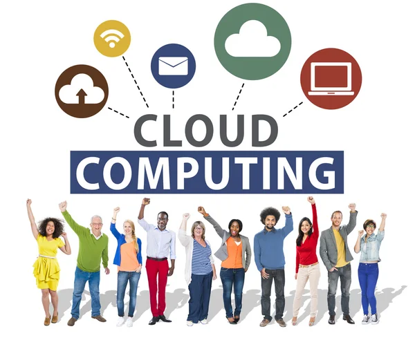 Diversidade de pessoas e Cloud Computing Concept — Fotografia de Stock