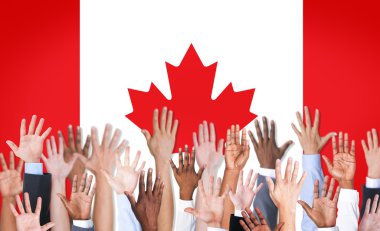 Reach Hands Raised Canada Flag clipart