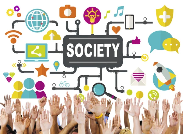 Mãos diversas e conceito de sociedade — Fotografia de Stock