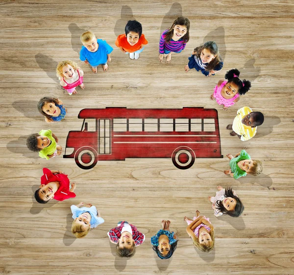 Multiethnic Group of Children with Back to School — Stock Photo, Image