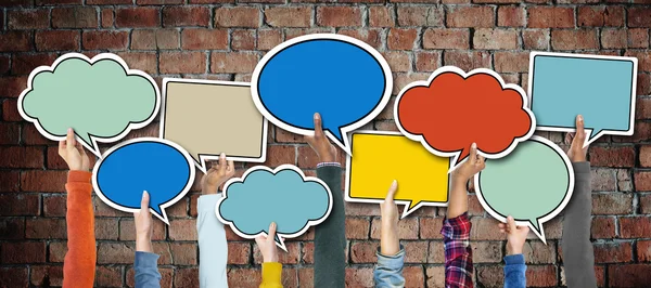 Hands Holding Speech Bubbles — Stock Photo, Image