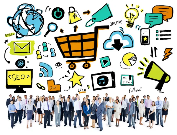 Business People e concetto di marketing online — Foto Stock