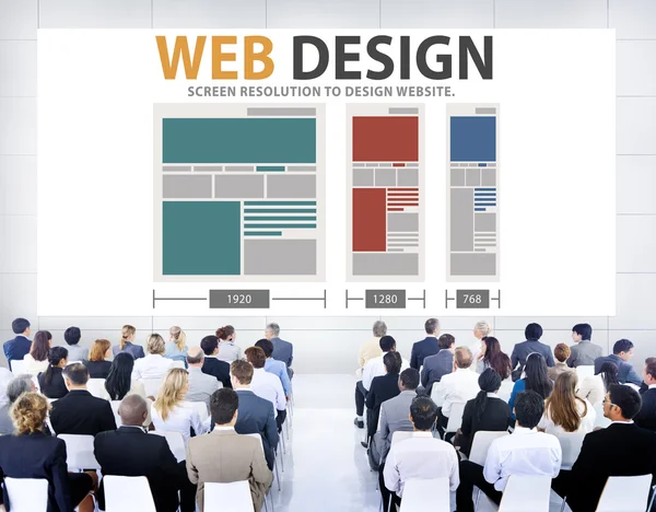 Människor på seminarium om webbdesign — Stockfoto