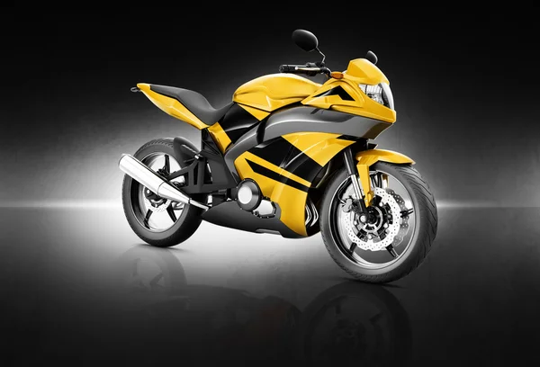 Современный желтый мотоциклист — стоковое фото