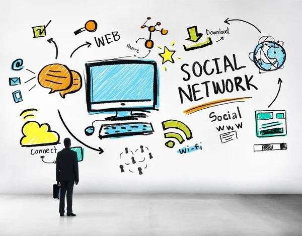 Social Network, Social Media, Concetto di aspirazione — Foto Stock