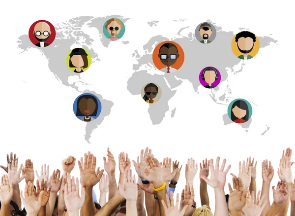 Mani diverse e concetto di comunità globale — Foto Stock