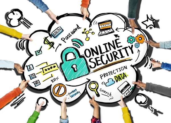 Online-Sicherheit Schutz Internet Hände — Stockfoto