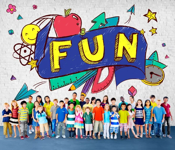 Education Concept with Group of Multiethnic children — Stock Photo, Image