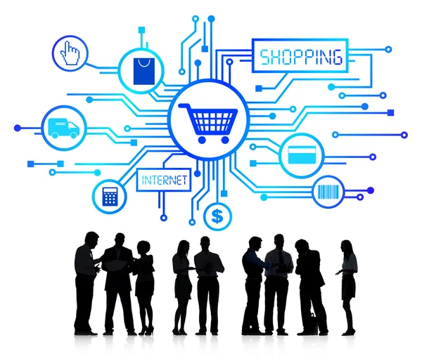 Gruppo di uomini d'affari con Internet Shopping Concept — Foto Stock