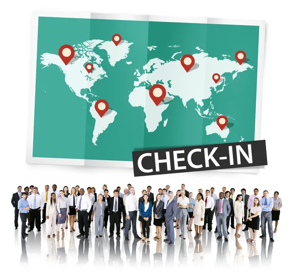 Pessoas diversas e Check In Conceito — Fotografia de Stock