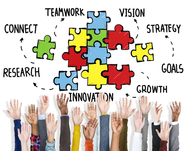 Handen Teamwork verbinding strategie — Stockfoto