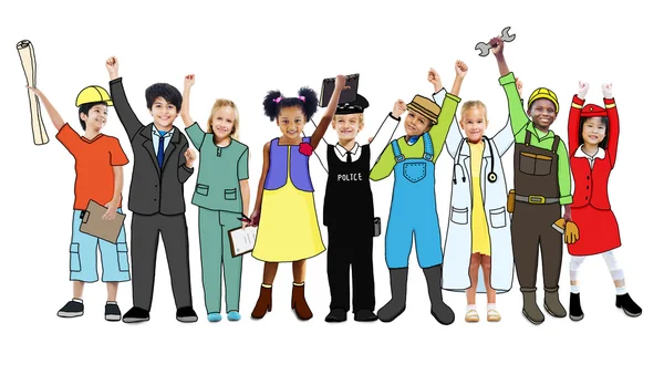 Group of children in various professions — Stock Photo, Image