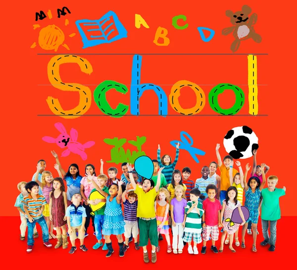 Education Concept with group of children — Stock Photo, Image
