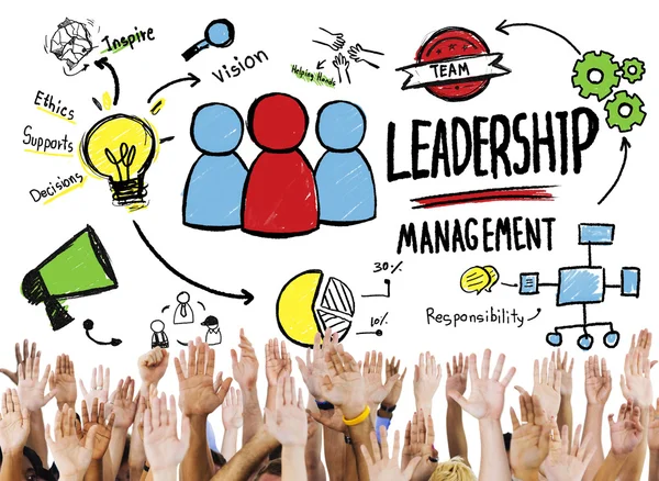 Różnorodność ręce Leadership Management — Zdjęcie stockowe