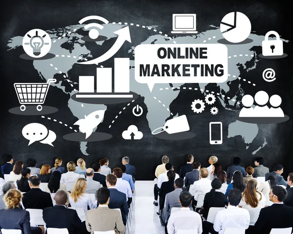 Menschen bei Seminar über Online-Marketing — Stockfoto