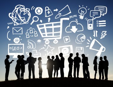 iş adamları ve online pazarlama kavramı
