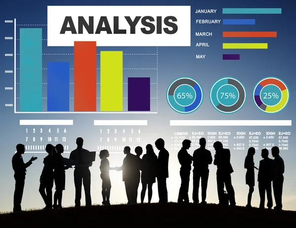 Análisis, barra de información, gráficos y estadísticas de datos —  Fotos de Stock