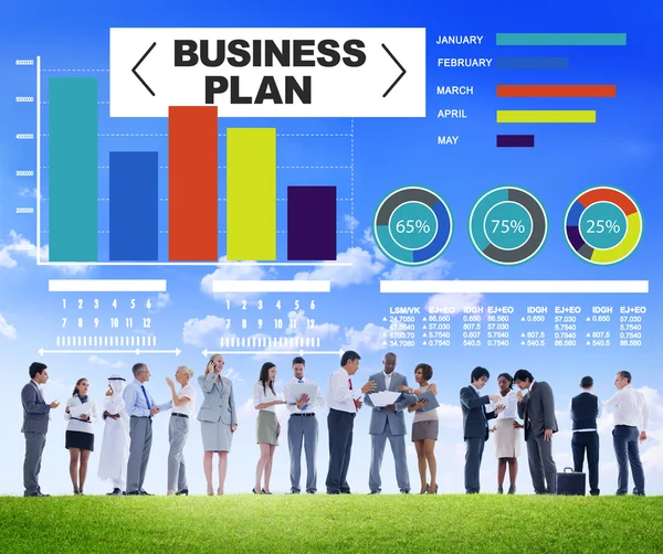 Üzleti terv, grafikonok, ötletgyűjtéshez használható stratégia vagy ötlet — Stock Fotó