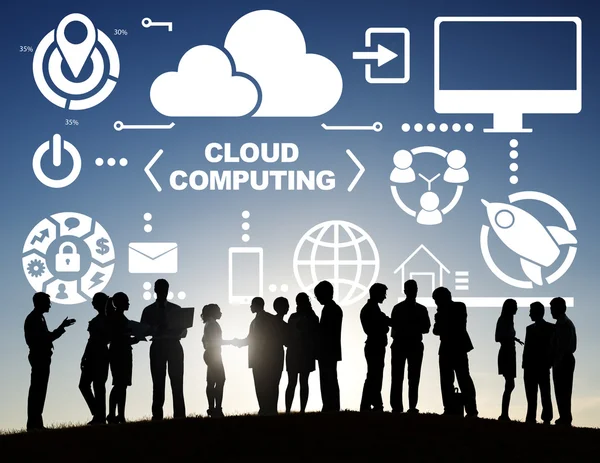 Mensen uit het bedrijfsleven en cloud computing concept — Stockfoto