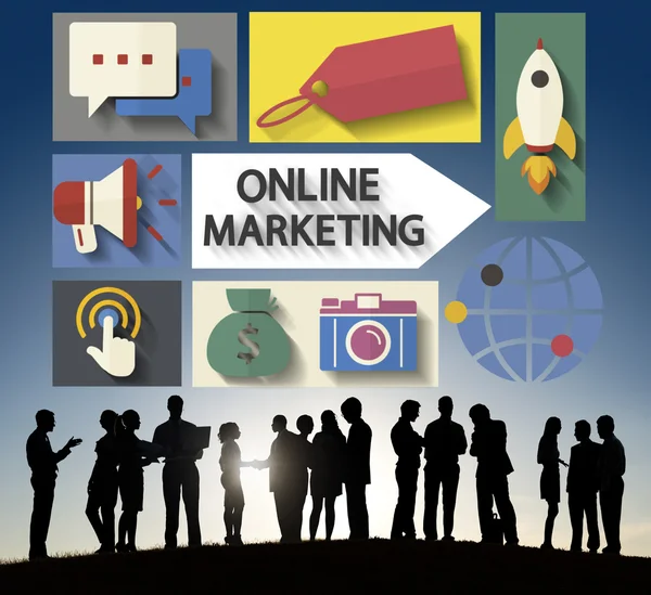 Diverse people and Online Marketing — Stock Photo, Image