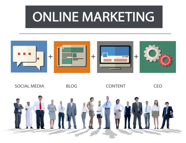 Menschen und Online-Marketing-Konzept — Stockfoto