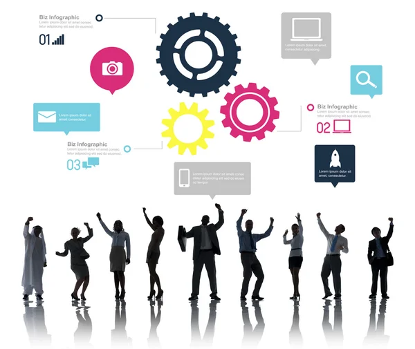 Teamwork, Cog functionaliteit, technologie en Business — Stockfoto