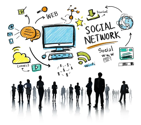 Persone diverse e Social Network — Foto Stock