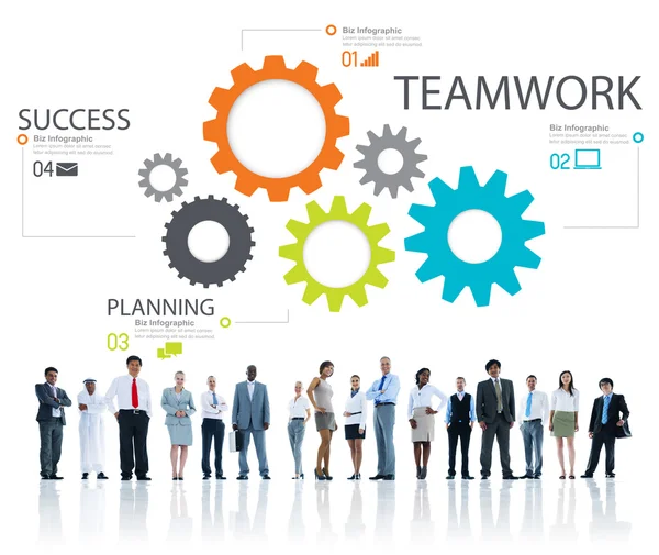 Teamwork, groep Gear-, partnerschaps- en samenwerkingsovereenkomst — Stockfoto