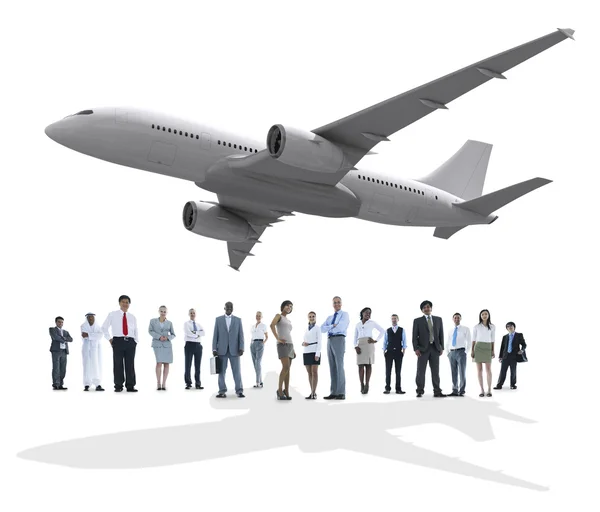 Ludzie biznesu i samolot — Zdjęcie stockowe