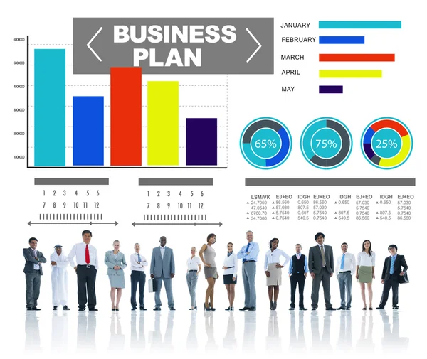 Plano de negócios, gráficos, ideia de estratégia de brainstorming — Fotografia de Stock