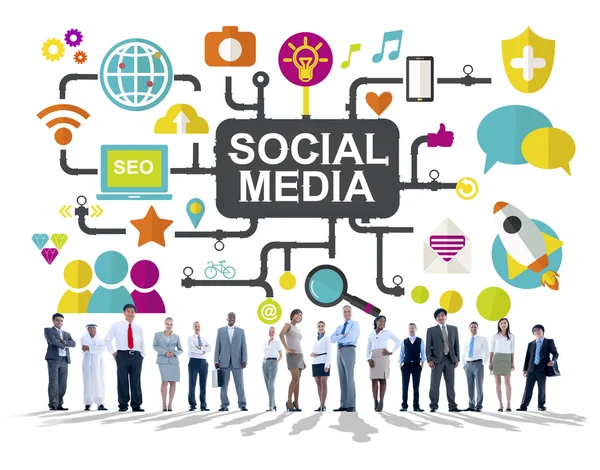 Społecznych mediów społecznych sieci połączenia globalny koncepcja — Zdjęcie stockowe