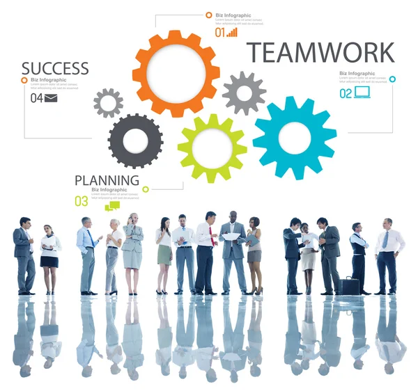 Teamwork, groep toe Gears, partnerschaps- en samenwerkingsovereenkomst — Stockfoto