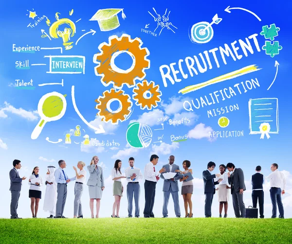 Ethnicity, People Recruitment, Digital Divices Searching — Stock Photo, Image