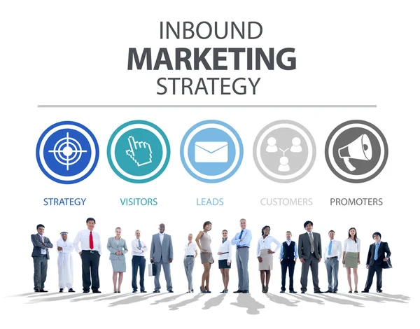 Pessoas diversas e Inbound Marketing — Fotografia de Stock