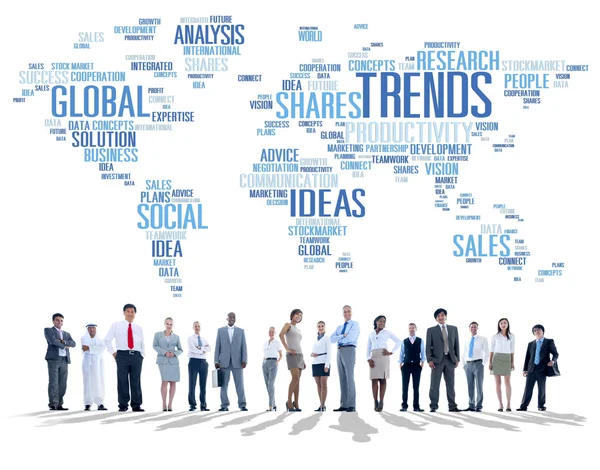 Trender, världskarta, marknadsföring och idéer, sociala stil — Stockfoto