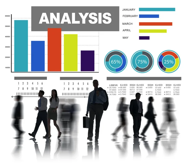 Analizar información, barras, gráficos, estadísticas de datos — Foto de Stock