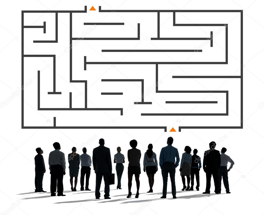 Maze Directions, Business People, Solution, Teamwork