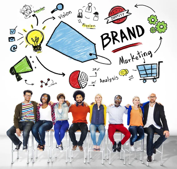 Diverse persone e Marketing Brand Concept — Foto Stock