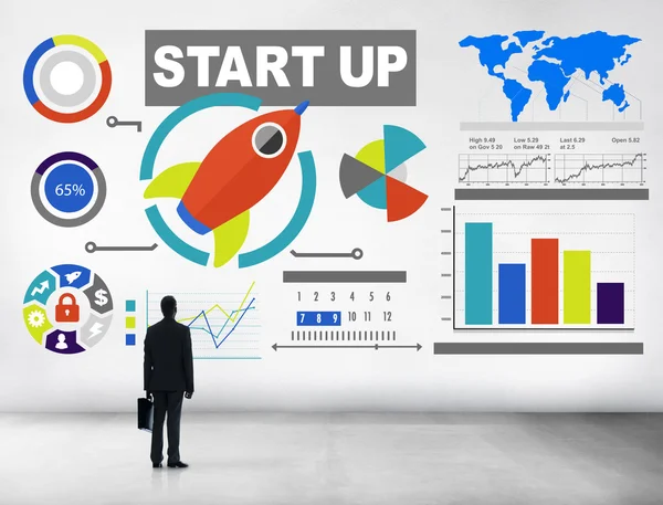 Biznesmen Start Up i koncepcja celów — Zdjęcie stockowe