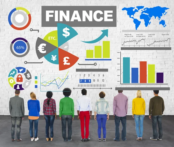 Människor och finans stolpdiagram — Stockfoto