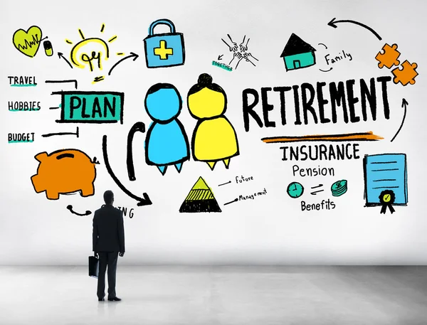Biznesmen emeryturę patrząc na kwalifikacje — Zdjęcie stockowe