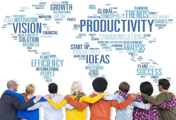 Grupo de pessoas e conceito de produtividade — Fotografia de Stock