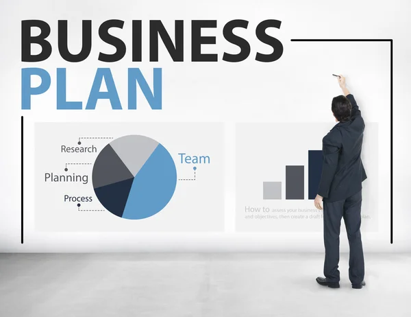 Affärsman och business plan — Stockfoto