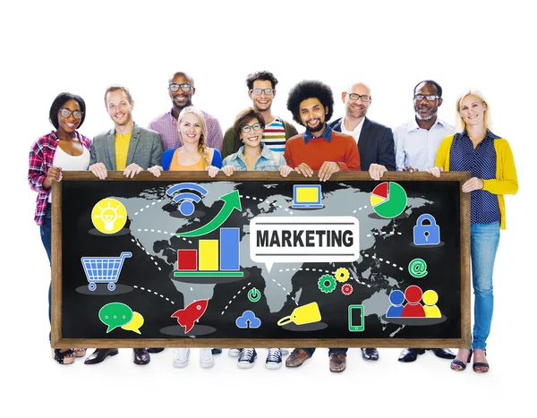 Pessoas diversas e conceito global de marketing — Fotografia de Stock