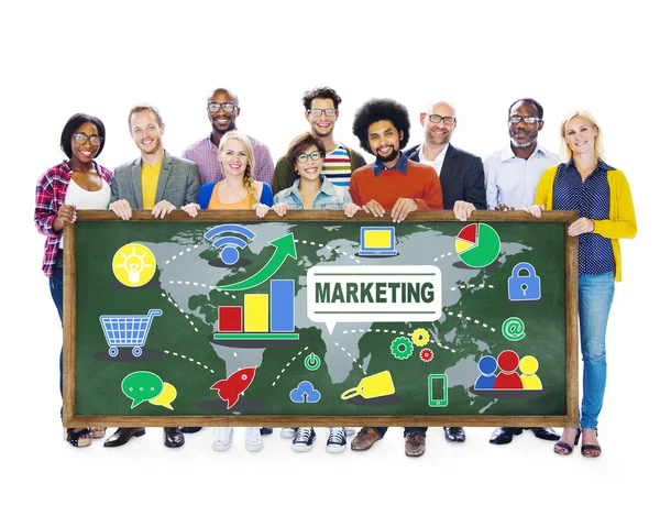 Pessoas diversas e conceito global de marketing — Fotografia de Stock