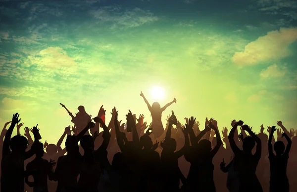 Fans at Summer Festival Music Dancing Concert — Stock Photo, Image