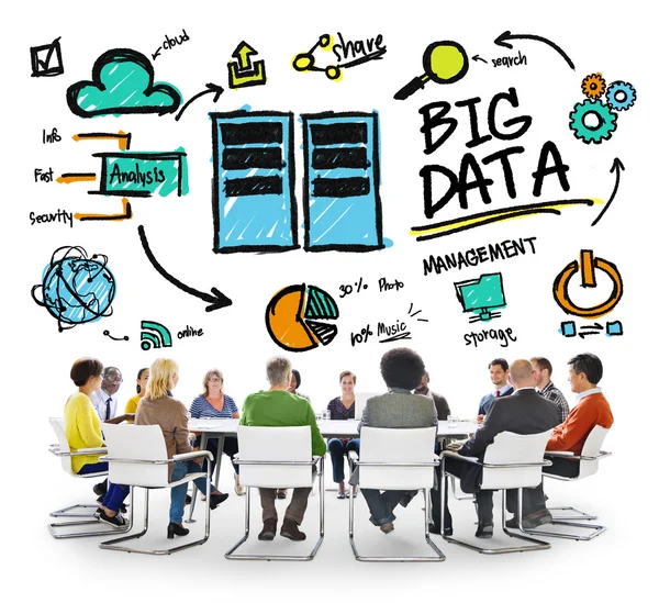 Diverse People and Big Data Meeting — Stock Photo, Image