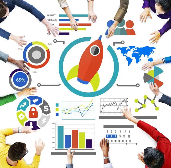 Group of people and New Business Chart — Stock Photo, Image