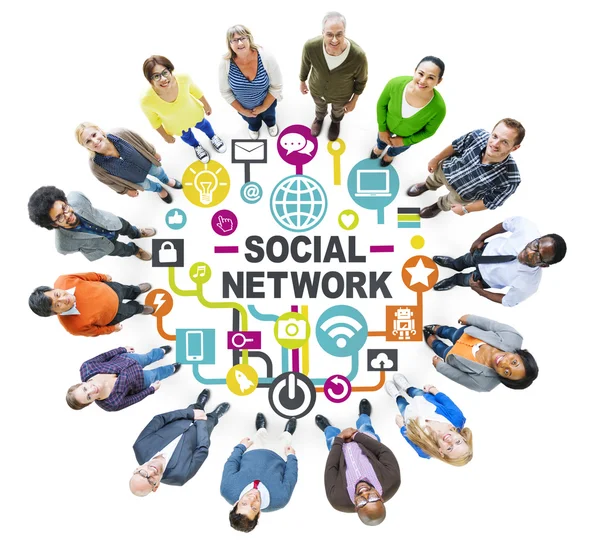 Geschäftsleute und soziales Netzwerk — Stockfoto