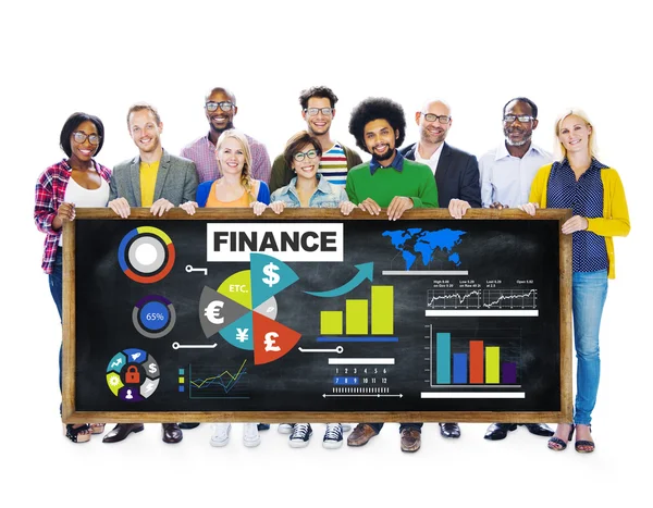 Människor och finans stolpdiagram — Stockfoto